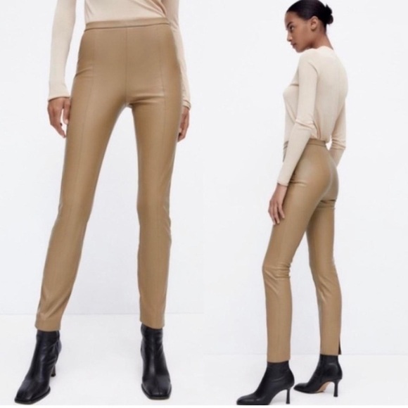 NWT Zara Faux Leather Skinny Women's Pants Leggings with Side Zipper XS - Picture 4 of 4